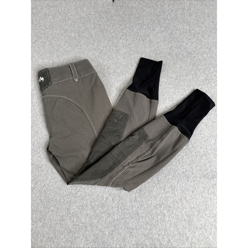 Gutos Blakely Knee Patch Breeches Saddle Stitch Womens 28 Riding Pants Gray EUC